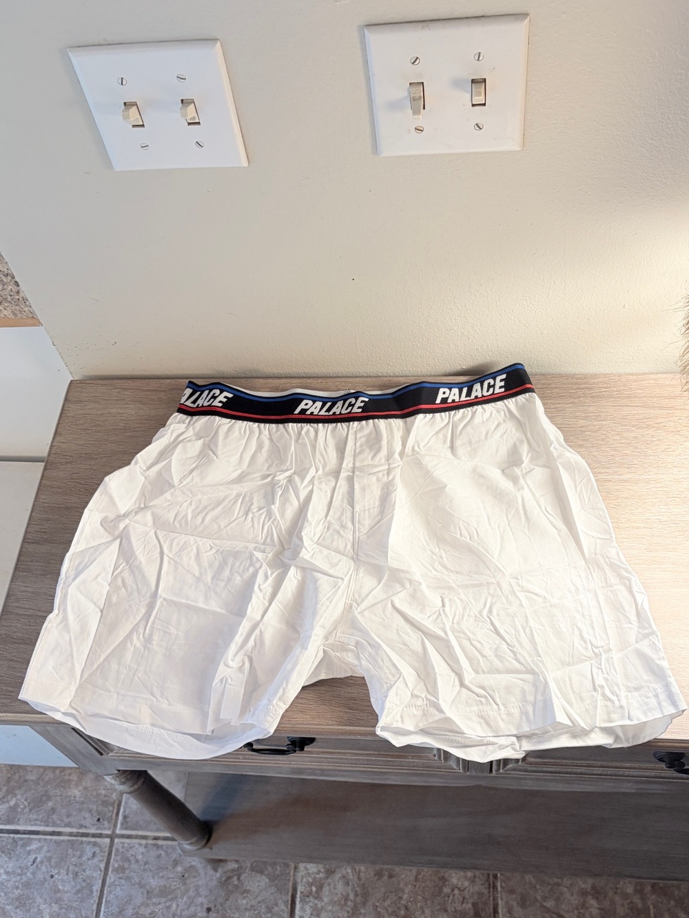 PALACE White Boxers with Navy and Red Branded Waistband